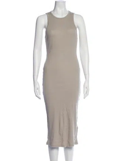 Pre-owned James Perse Scoop Neck Midi Length Dress In Neutral