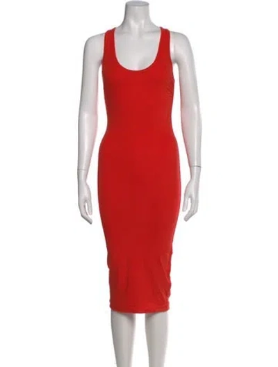 Pre-owned James Perse Scoop Neck Midi Length Dress In Orange