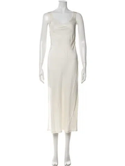Pre-owned James Perse Scoop Neck Midi Length Dress W/ Tags In Neutrals