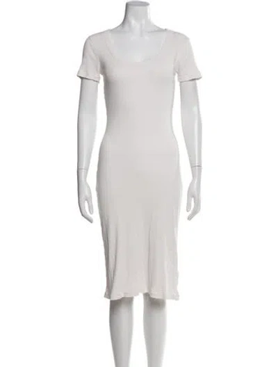 Pre-owned James Perse Scoop Neck Midi Length Dress In White