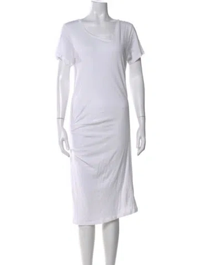 Pre-owned James Perse Scoop Neck Midi Length Dress In White
