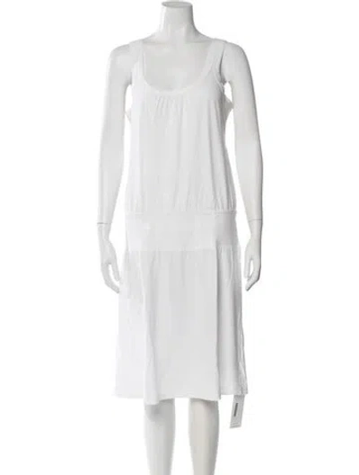 Pre-owned James Perse Scoop Neck Midi Length Dress In White
