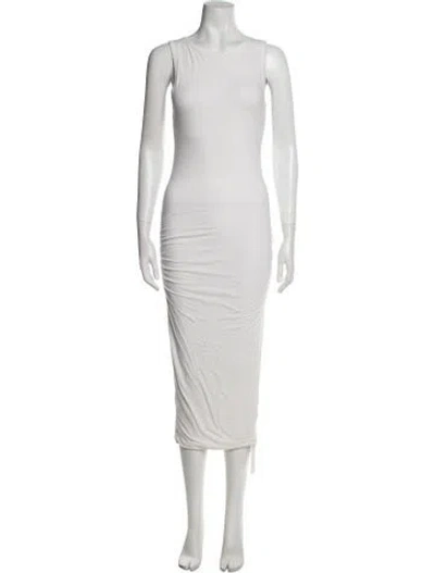 Pre-owned James Perse Scoop Neck Midi Length Dress In White