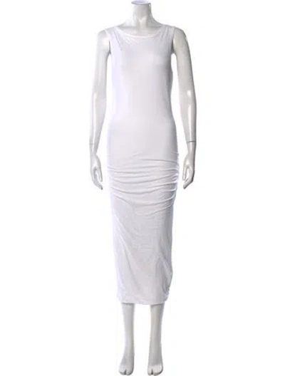 Pre-owned James Perse Scoop Neck Midi Length Dress In White