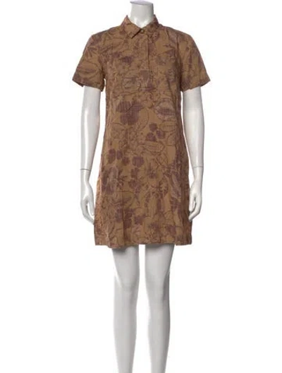 Pre-owned James Perse Scoop Neck Mini Dress In Brown