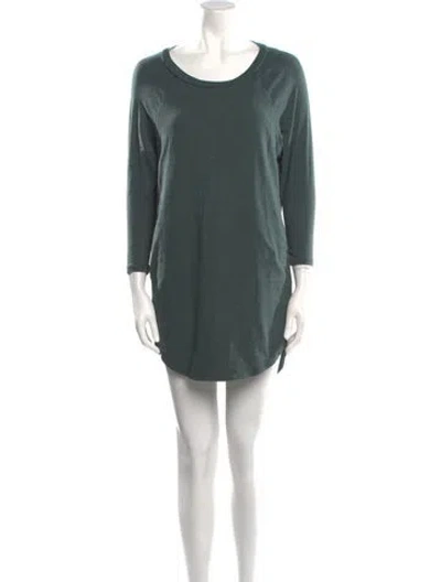 Pre-owned James Perse Scoop Neck Mini Dress In Green