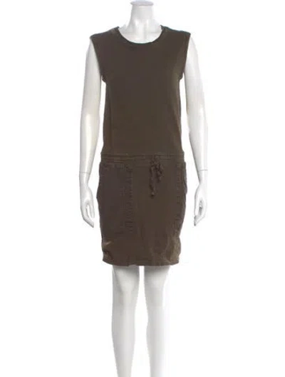 Pre-owned James Perse Scoop Neck Mini Dress In Green