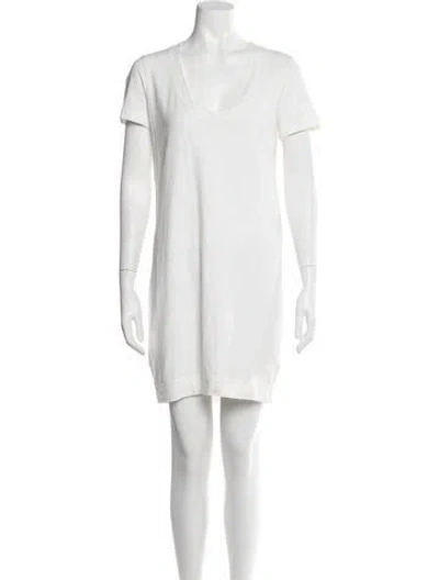 Pre-owned James Perse Scoop Neck Mini Dress In Neutral