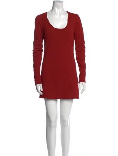 Pre-owned James Perse Scoop Neck Mini Dress In Red