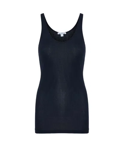 James Perse Scoop Neck Vest Top In Black