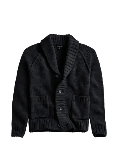 James Perse Shawl-collar Pocket Cardigan In Black