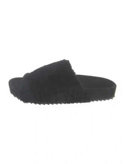 Pre-owned James Perse Shearling Slides In Blue