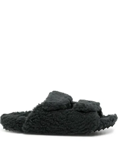 James Perse Shearling Slides In Grey