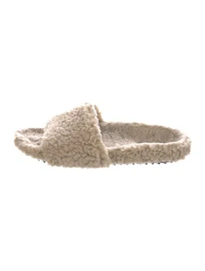Pre-owned James Perse Shearling Slides In Neutral