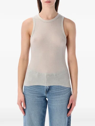 James Perse Cotton And Cashmere Rib Shell Top In Neutral