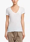 Shop James Perse Sheer Slub Casual V Neck Tee Top In White