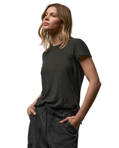 James Perse Sheer Slub Crew Neck Tee In Transparent