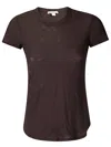 James Perse Sheer Slub Crew Neck Tee In Brown
