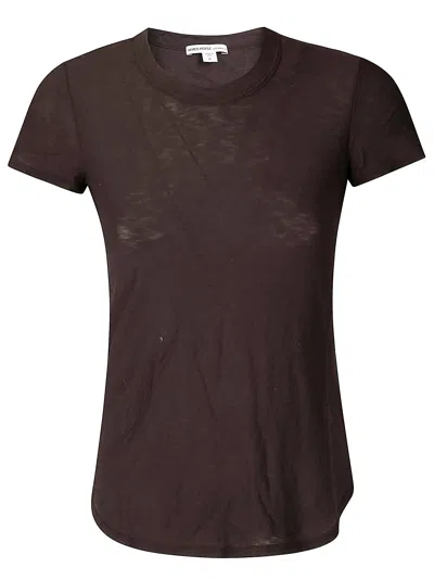 James Perse Sheer Slub Crew Neck Tee In Brown