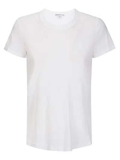 James Perse Sheer Slub Crew Neck Tee In White