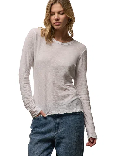 James Perse Sheer Slub Long Sleeve Crew Tee In White