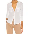 James Perse Sheer Slub Side Panel Shirt In White In White