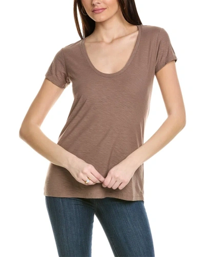 James Perse Sheer Slub T-shirt In Brown