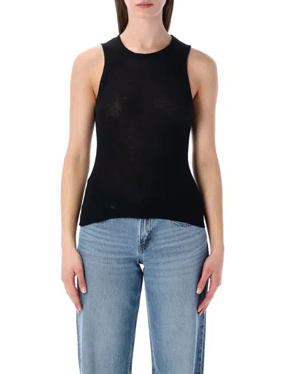 James Perse Cotton And Cashmere Rib Shell Top In Black