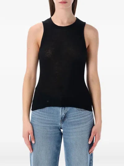 James Perse Cotton And Cashmere Rib Shell Top In Black
