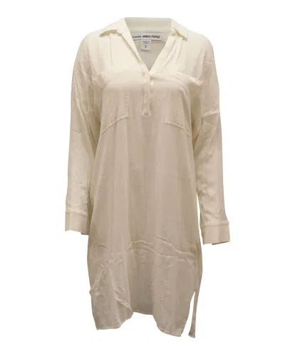 James Perse Shirt Dress In Ivory Viscose In White