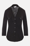 James Perse Sheer Slub Buttoned Shirt In Black