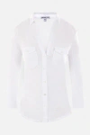 James Perse Sheer Slub Side Panel Shirt In White In Gray