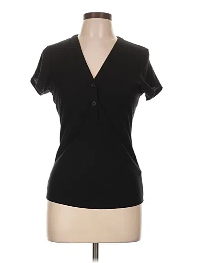 Pre-owned James Perse Short Sleeve Henley Shirt In Black