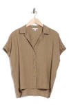 James Perse Short Sleeve Linen Button-up Shirt In Brown
