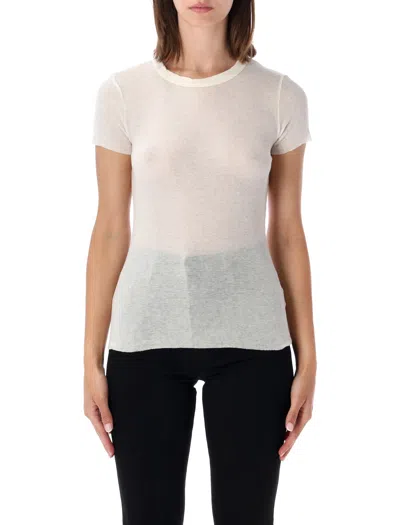 James Perse Short Sleeve Ribbed Cotton-cashmere T-shirt In White