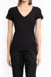 James Perse Cotton V Neck T-shirt In Black