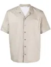 James Perse Short-sleeves Buttoned Poplin Shirt In Grey