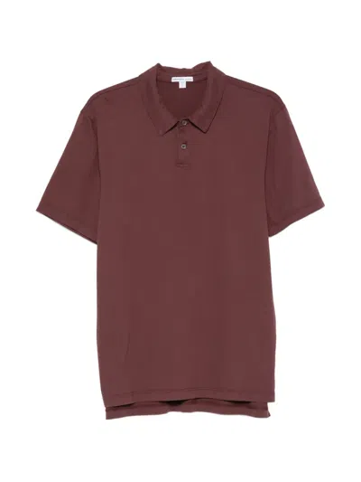 James Perse Short-sleeve Polo Shirt In Burgundy