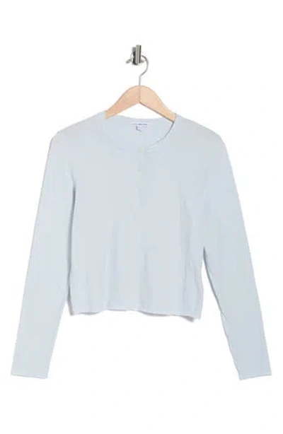 James Perse Shrunken Cotton Henley Top In Blue