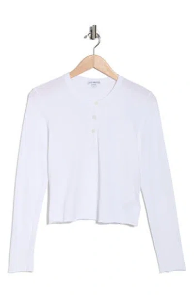 James Perse Shrunken Cotton Henley Top In White