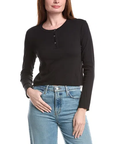 James Perse Slub Cotton-jersey Henley Top In Black