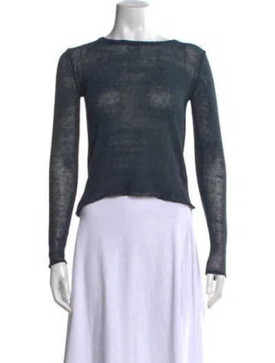 Pre-owned James Perse Silk Crew Neck Sweater In Blue