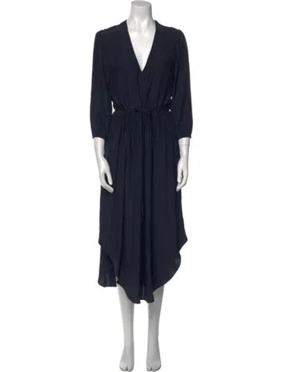 Pre-owned James Perse Silk Midi Length Dress In Blue