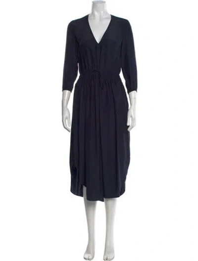 Pre-owned James Perse Silk Midi Length Dress In Blue