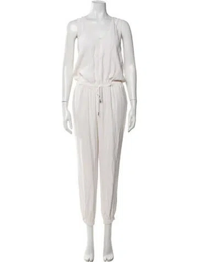 Pre-owned James Perse Silk V-neck Jumpsuit In Neutrals