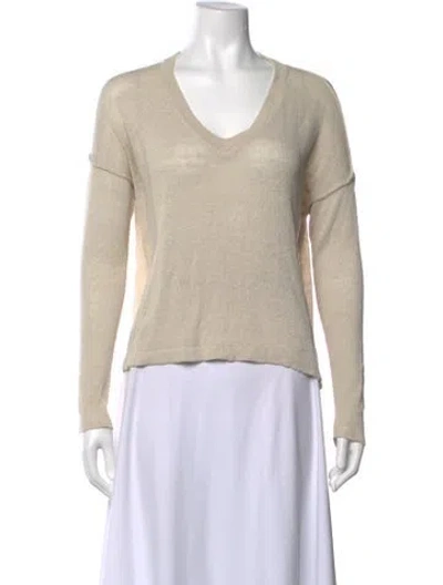 Pre-owned James Perse Silk V-neck Sweater In Neutral