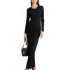 James Perse Skinny Cotton Crew Dress In Black In Black