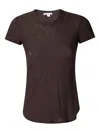 James Perse Sheer Slub Crew Neck Tee In Brown
