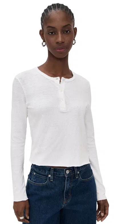 James Perse Slub Jersey Shrunken Long Sleeve Henley White