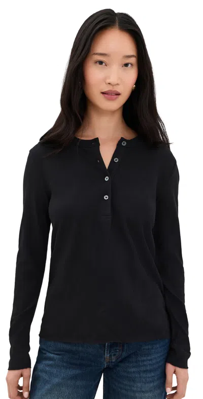 James Perse Slub Jersey Tunic Henley Black In Blue